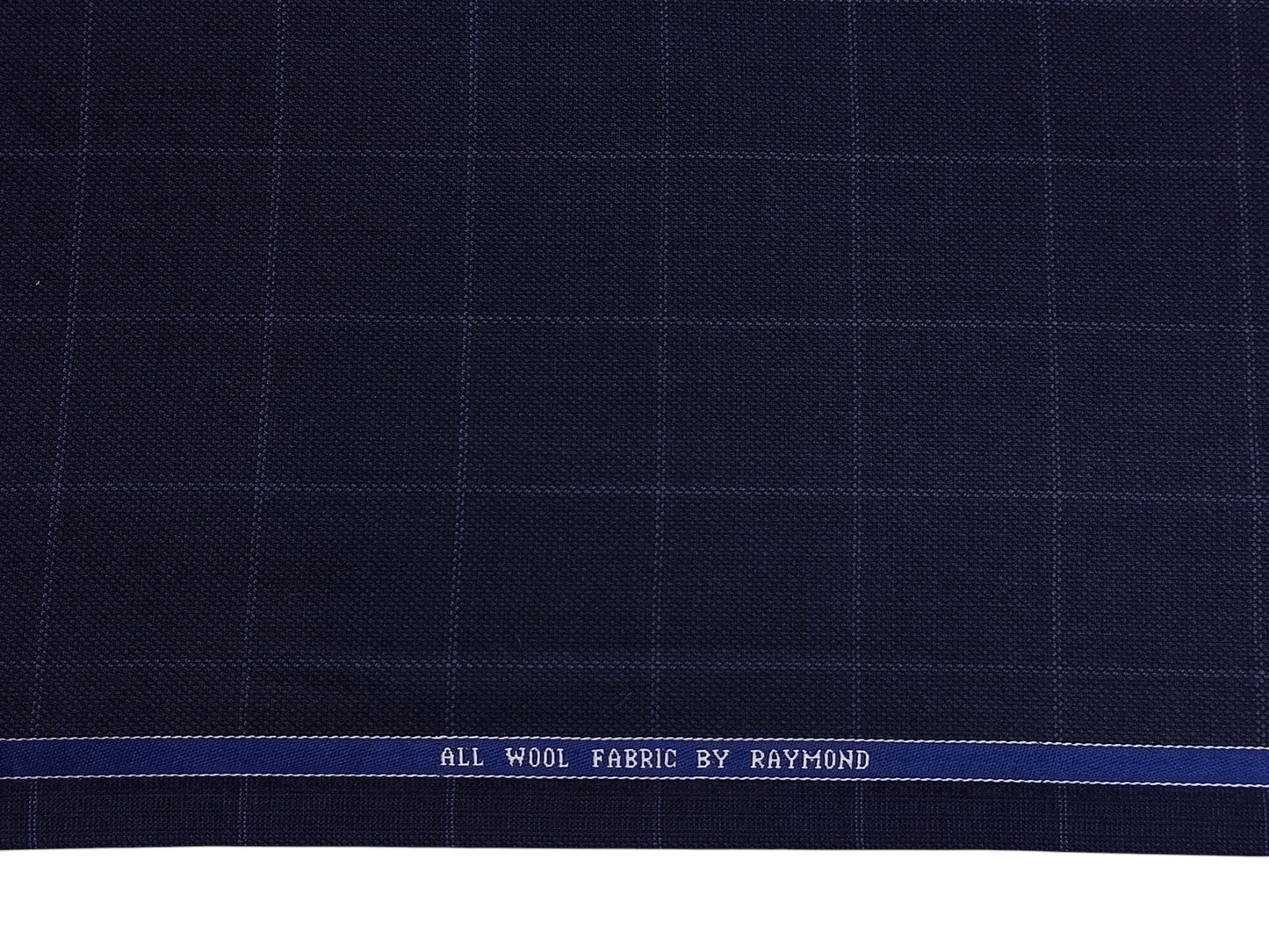 Raymond 100% Wool Premium Suiting Fabric (Navy Blue, Checks)