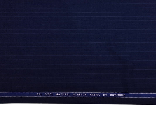 Raymond 100% Wool Natural Stretched Suiting Fabric (Blue, Pinstripes)