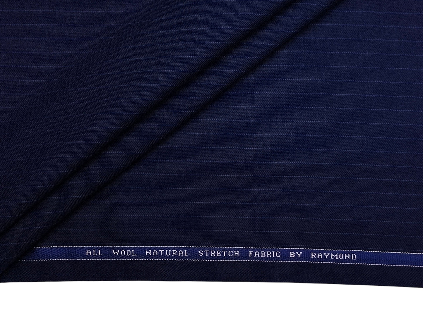 Raymond 100% Wool Natural Stretched Suiting Fabric (Blue, Pinstripes)