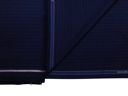 Raymond 100% Wool Natural Stretched Suiting Fabric (Blue, Pinstripes)