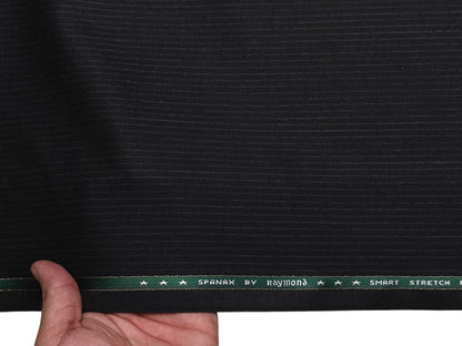 Raymond Spanax Wool Blended Suiting Fabric (Black, Charcoal Stripes)