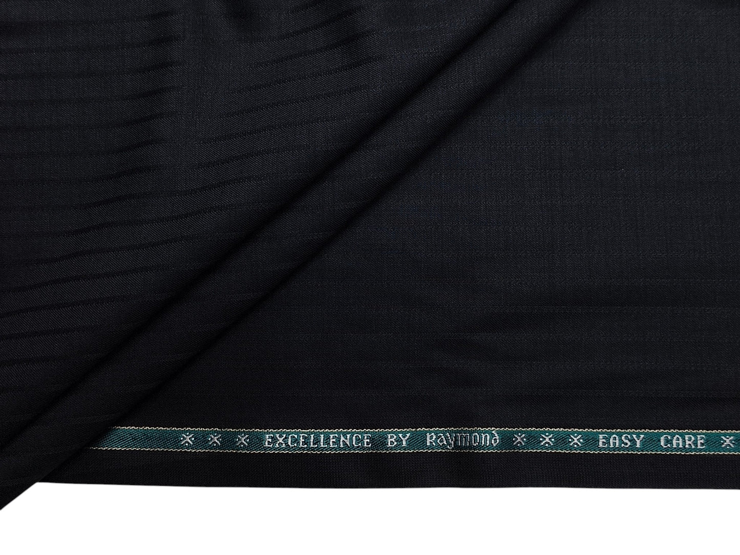 Raymond Excellence Wool Blended Suiting Fabric (Black, Pinstripes)
