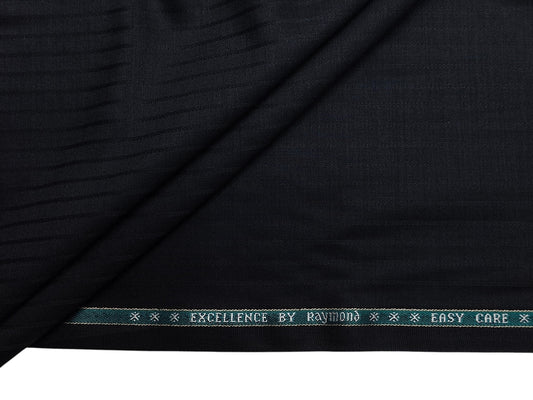 Raymond Excellence Wool Blended Suiting Fabric (Black, Pinstripes)