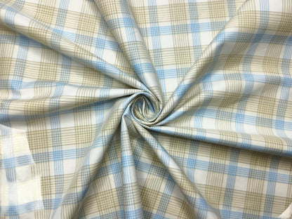 Nemssis 100% Giza Cotton Luxury Shirting Fabric (Yellow & Blue , Multichecks)