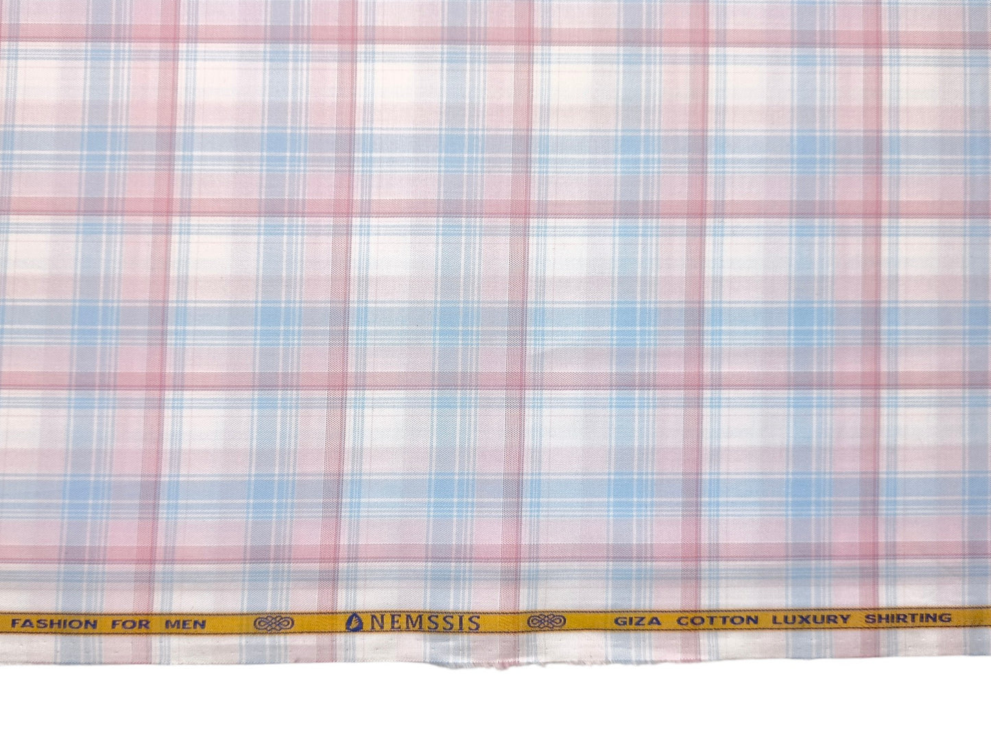Nemssis 100% Giza Cotton Luxury Shirting Fabric (Pink & Blue , Multichecks)