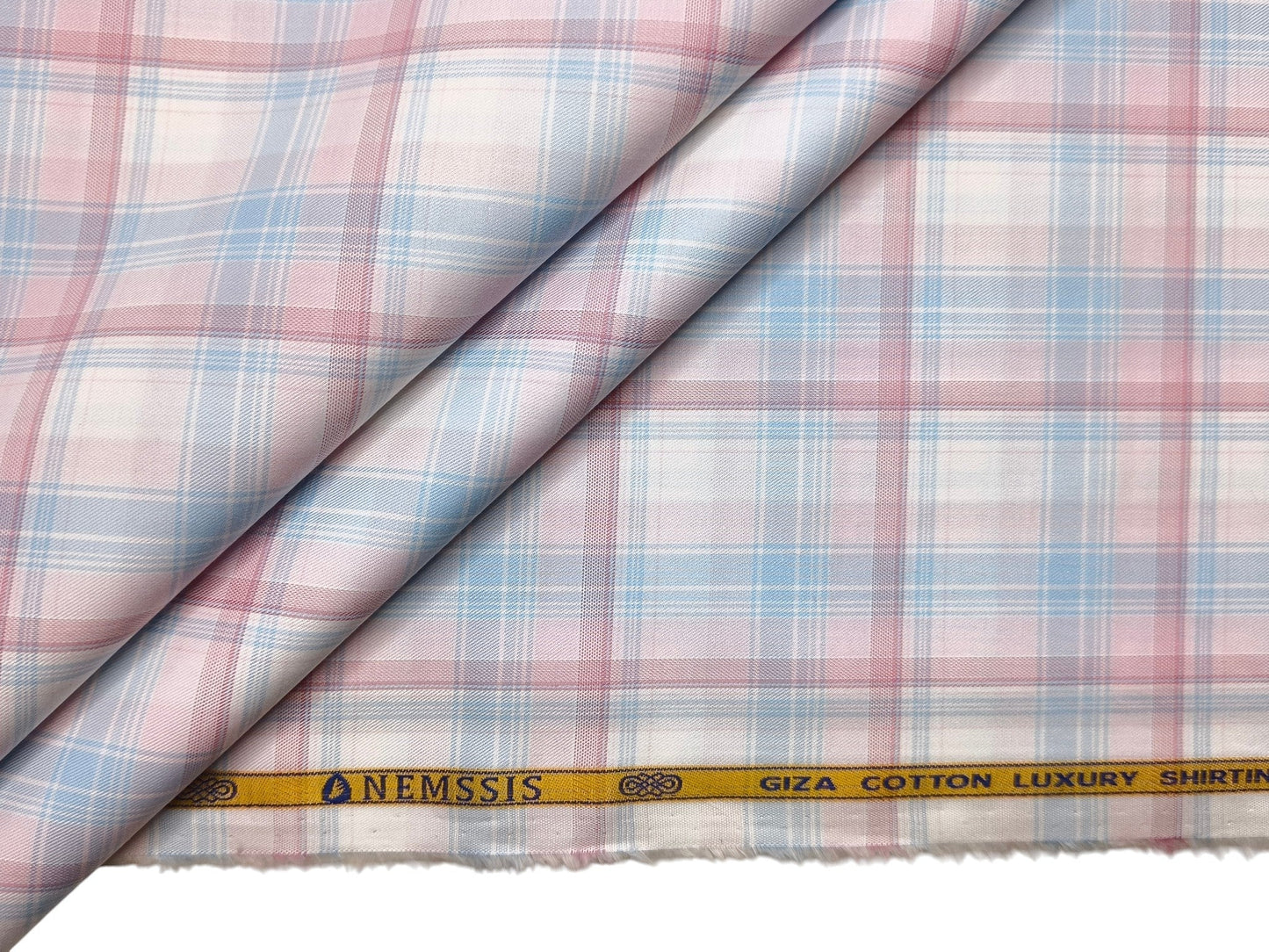 Nemssis 100% Giza Cotton Luxury Shirting Fabric (Pink & Blue , Multichecks)