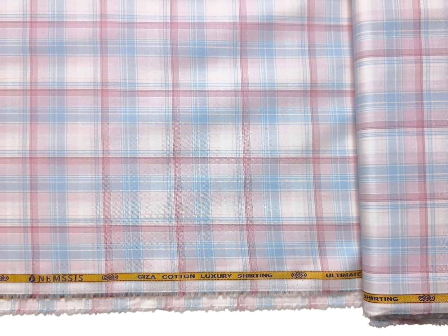Nemssis 100% Giza Cotton Luxury Shirting Fabric (Pink & Blue , Multichecks)