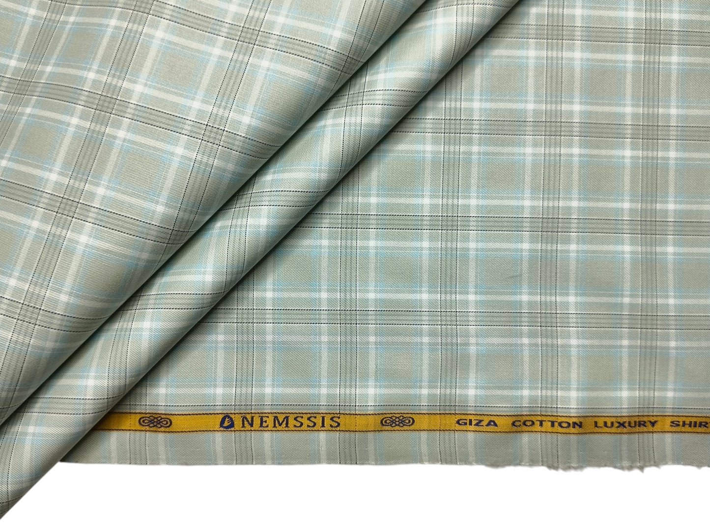 Nemssis 100% Giza Cotton Luxury Shirting Fabric (Sage Green, Multichecks)
