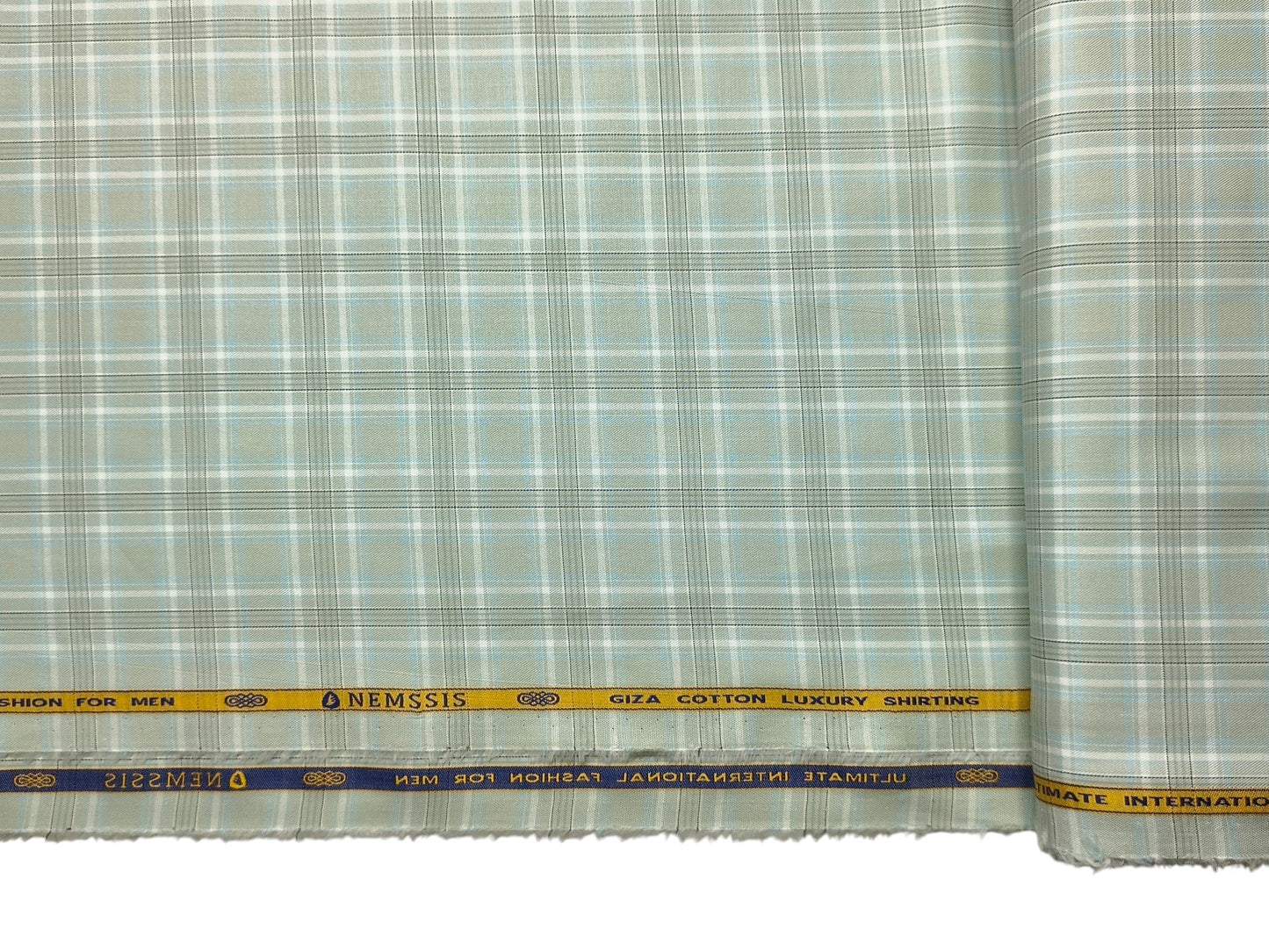 Nemssis 100% Giza Cotton Luxury Shirting Fabric (Sage Green, Multichecks)