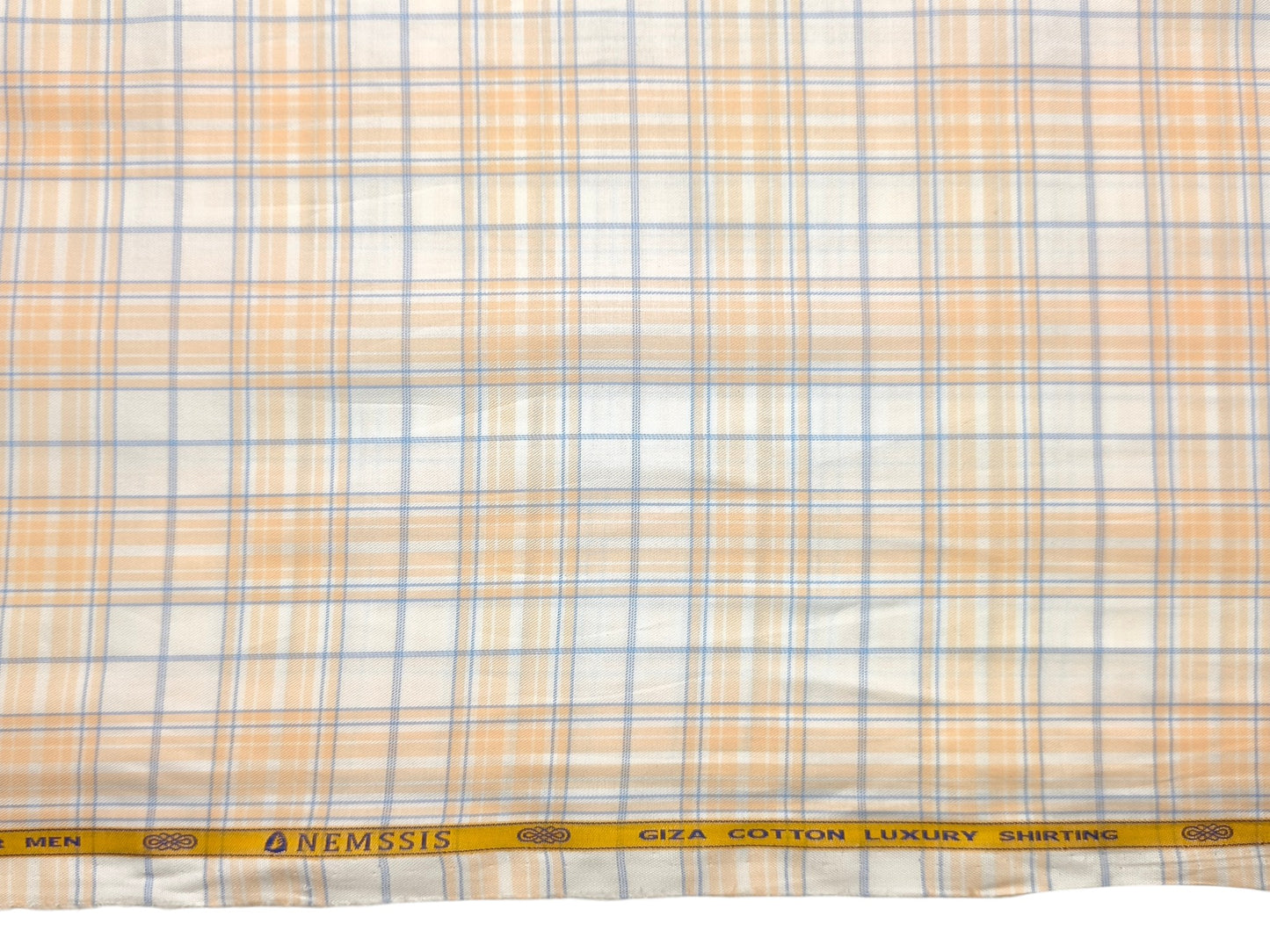 Nemssis 100% Giza Cotton Luxury Shirting Fabric (Orange & Blue, Multichecks)