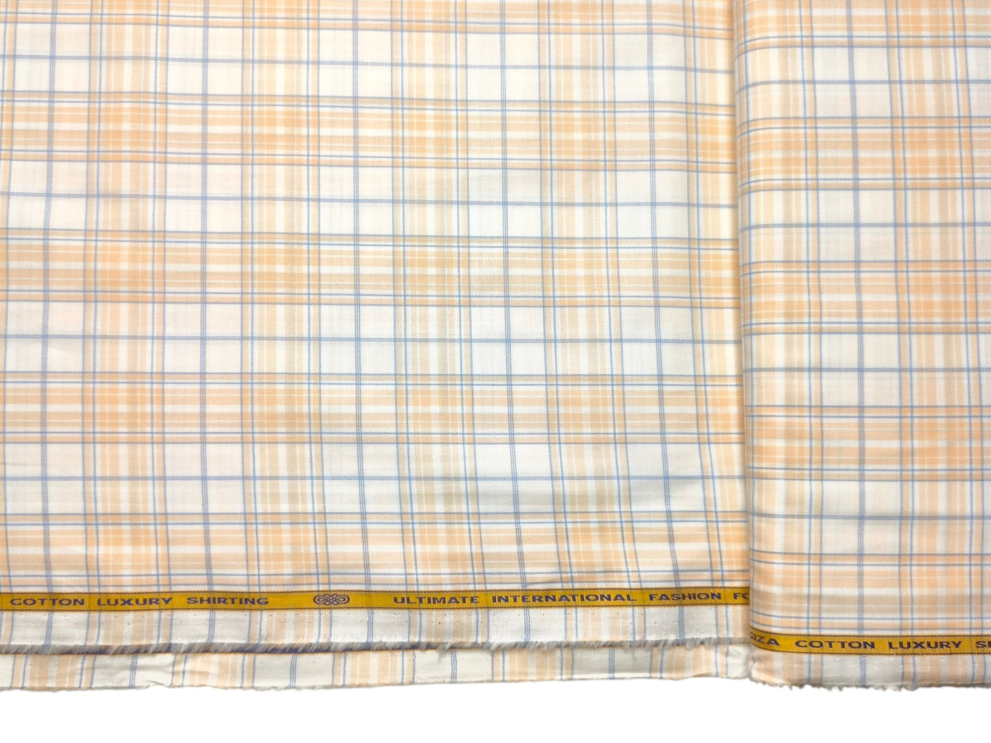 Nemssis 100% Giza Cotton Luxury Shirting Fabric (Orange & Blue, Multichecks)