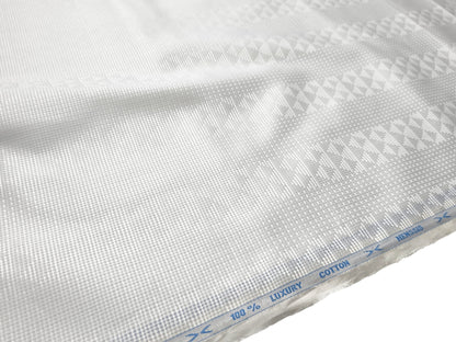 Nemssis 100% Cotton Luxury Shirting Fabric (White Design, Jute Weave)