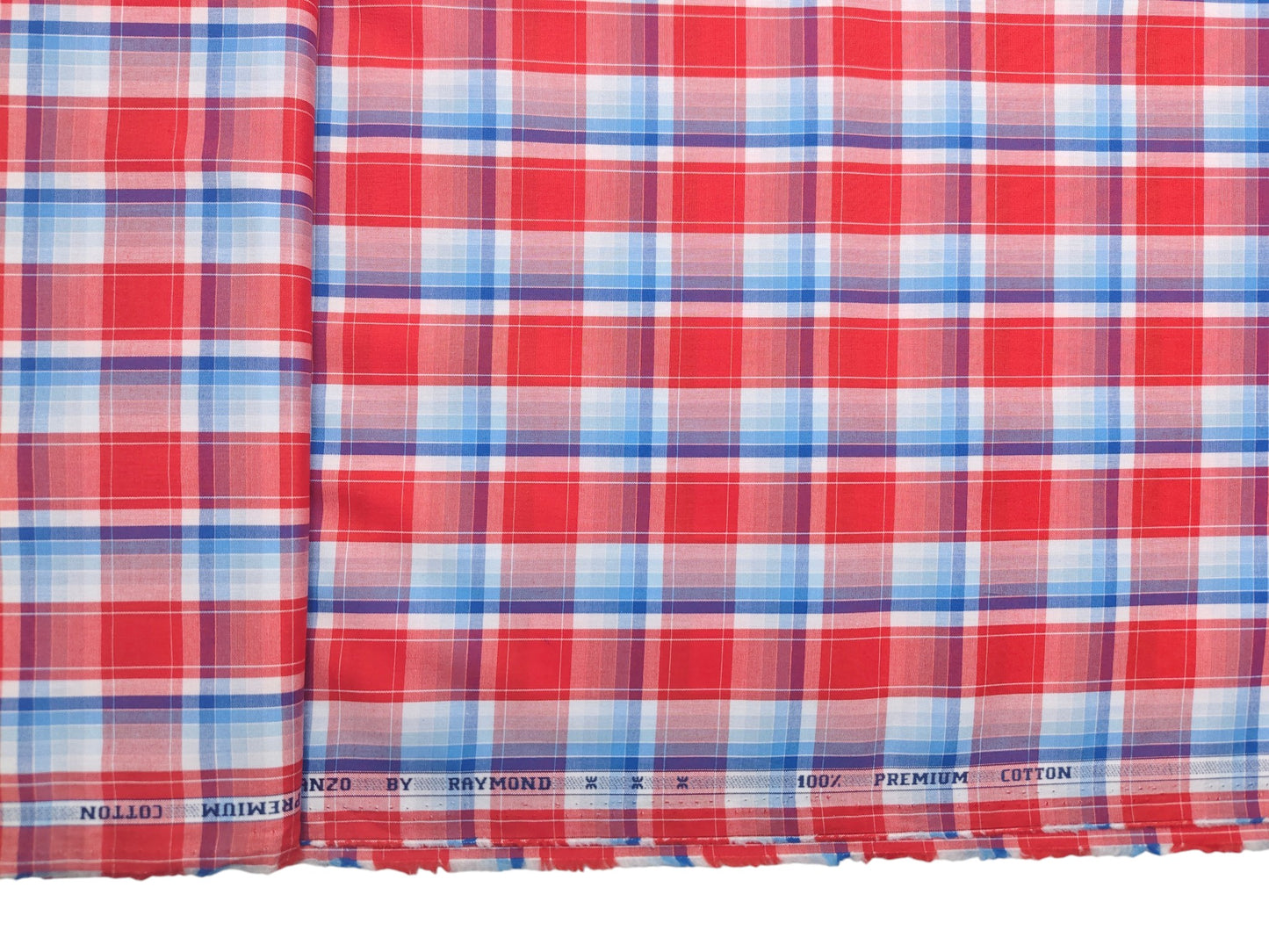 Raymond 100% Premium Cotton Shirting Fabric (Red, Multichecks)