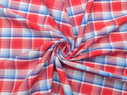 Raymond 100% Premium Cotton Shirting Fabric (Red, Multichecks)