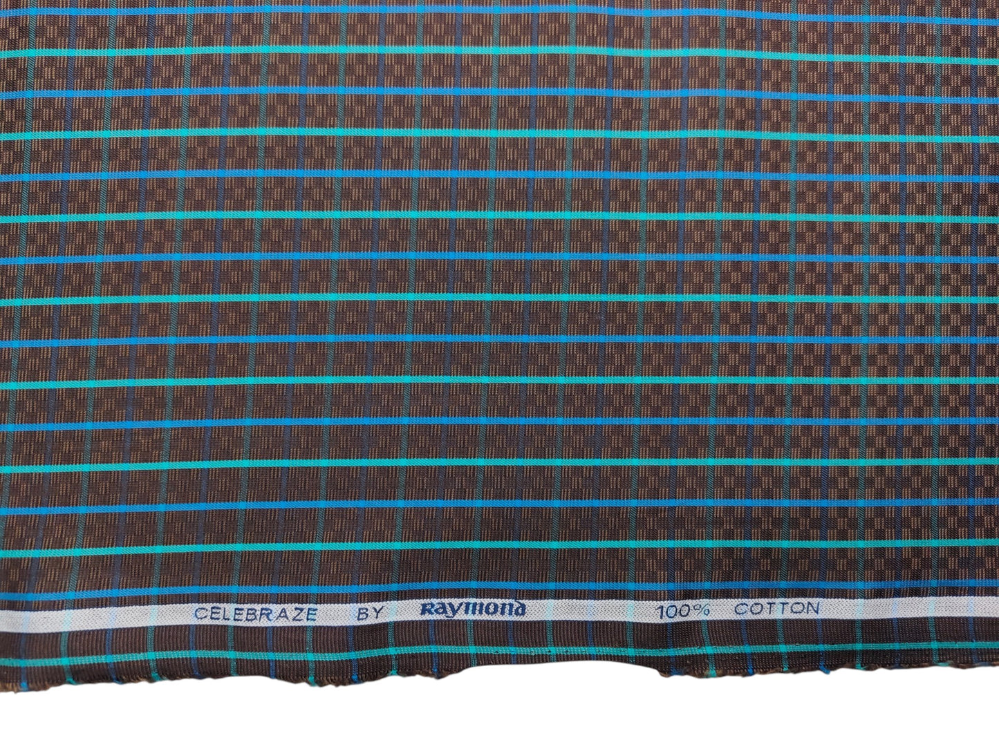 Raymond 100% Premium Cotton Shirting Fabric (Brown, Multichecks)