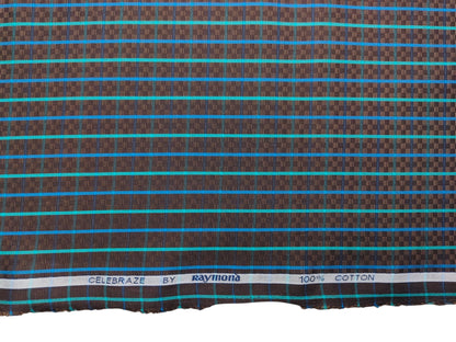 Raymond 100% Premium Cotton Shirting Fabric (Brown, Multichecks)