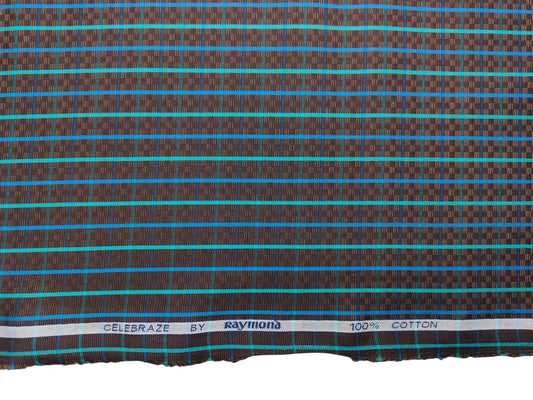Raymond 100% Premium Cotton Shirting Fabric (Brown, Multichecks)