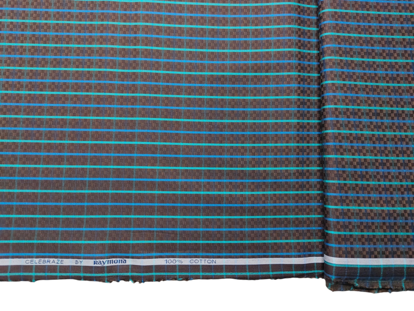 Raymond 100% Premium Cotton Shirting Fabric (Brown, Multichecks)