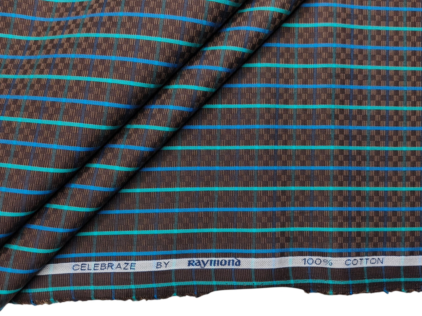 Raymond 100% Premium Cotton Shirting Fabric (Brown, Multichecks)