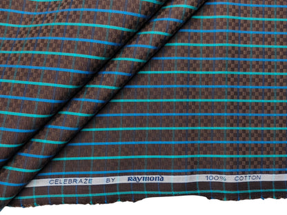 Raymond 100% Premium Cotton Shirting Fabric (Brown, Multichecks)