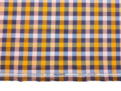 Raymond 100% Premium Cotton Shirting Fabric (Multicolour, Checks)