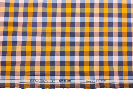 Raymond 100% Premium Cotton Shirting Fabric (Multicolour, Checks)