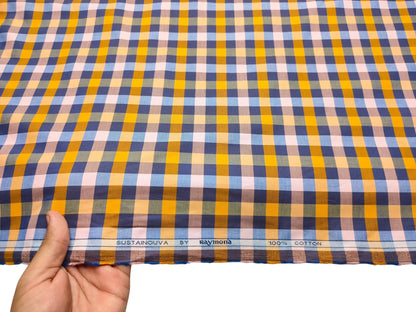 Raymond 100% Premium Cotton Shirting Fabric (Multicolour, Checks)