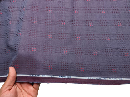 Raymond 100% Premium Cotton Shirting Fabric (Plum, Jacquard)