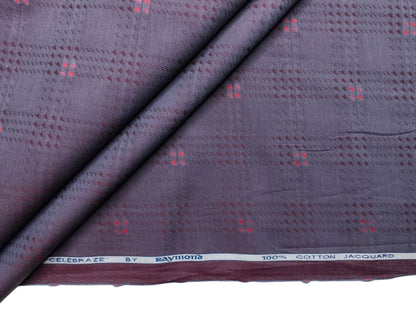 Raymond 100% Premium Cotton Shirting Fabric (Plum, Jacquard)