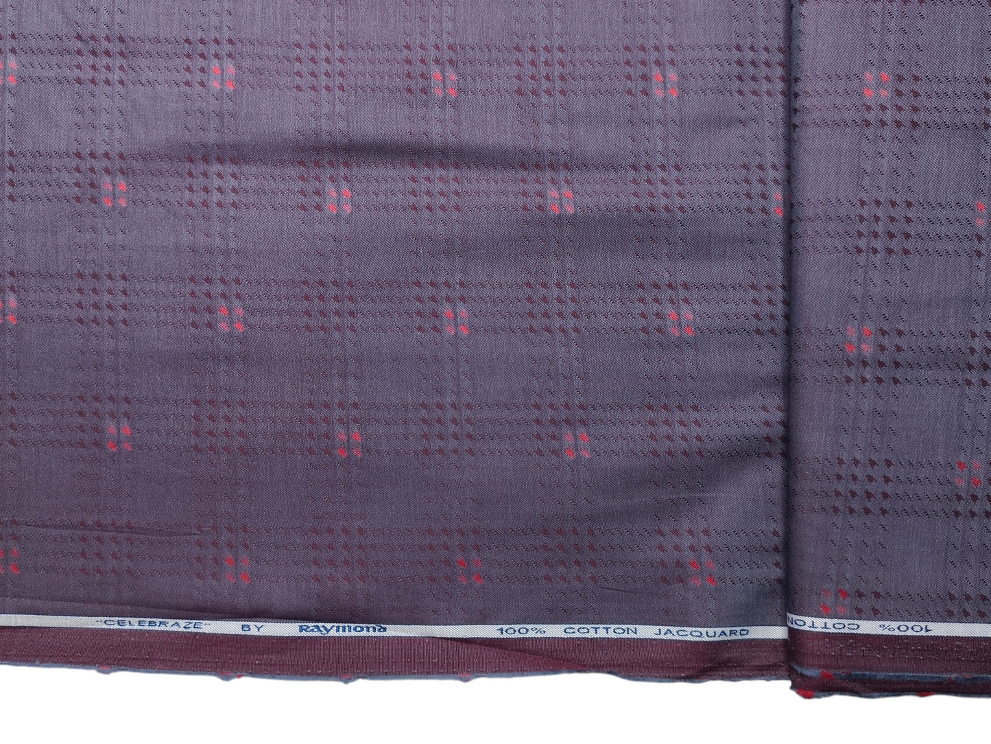 Raymond 100% Premium Cotton Shirting Fabric (Plum, Jacquard)