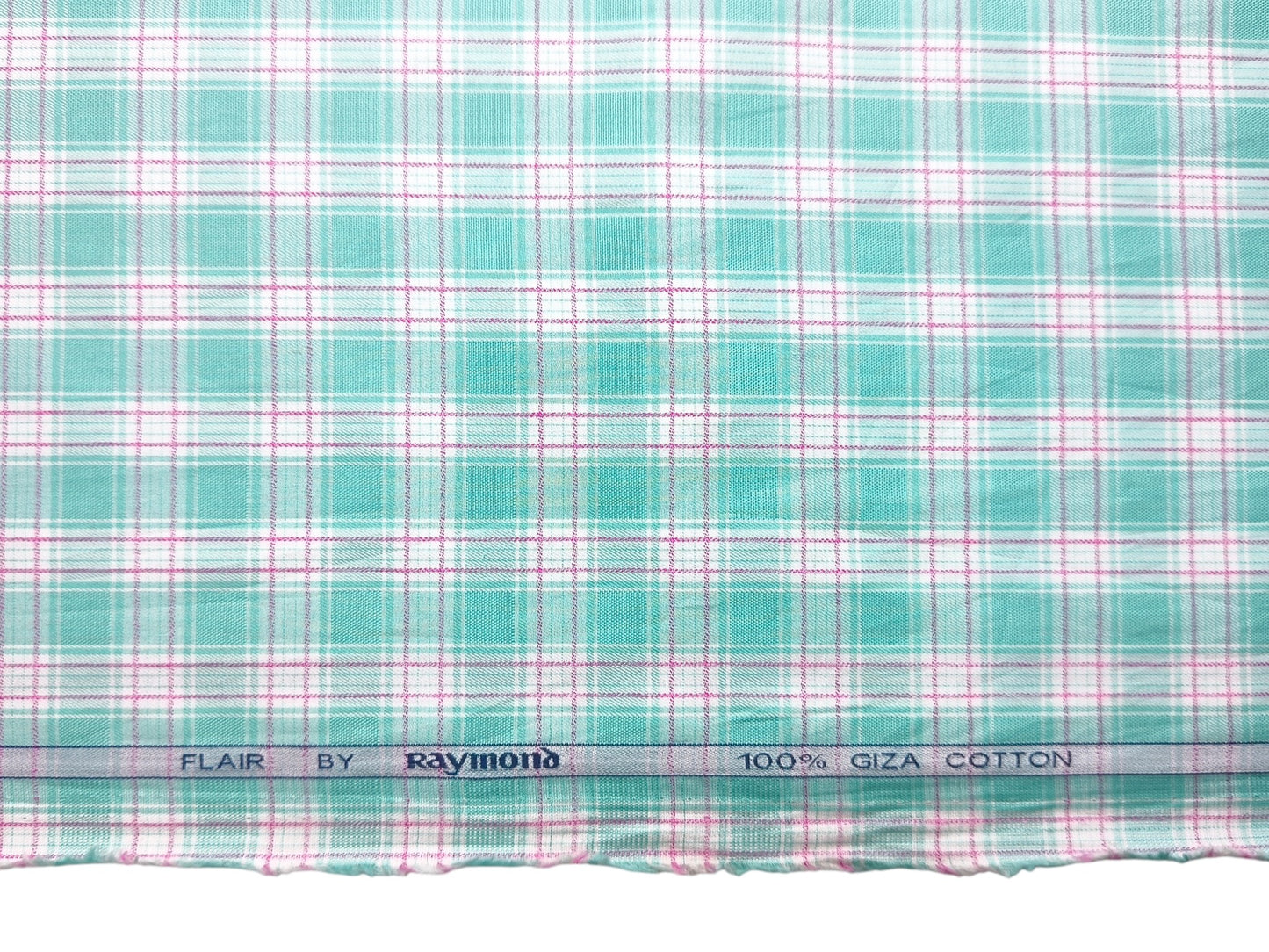 Raymond 100% Giza Cotton Shirting Fabric (Light Green & Pink , Checks)