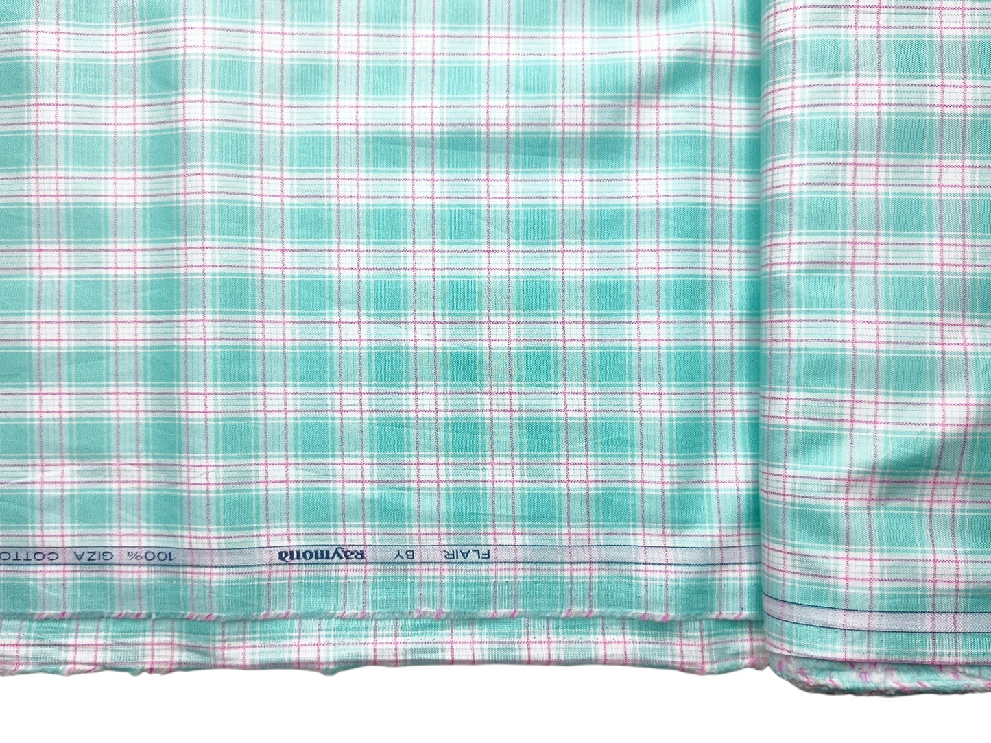 Raymond 100% Giza Cotton Shirting Fabric (Light Green & Pink , Checks)