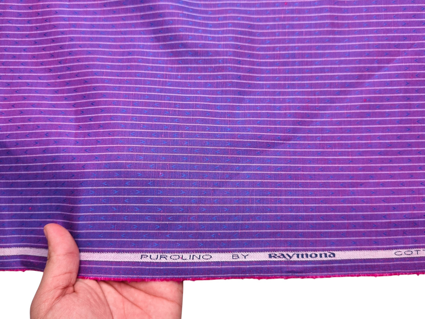 Raymond Purolino Cotton Linen Blended Shirting Fabric (Violet, Patterned Stripes)