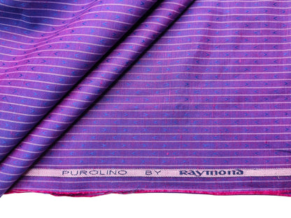 Raymond Purolino Cotton Linen Blended Shirting Fabric (Violet, Patterned Stripes)