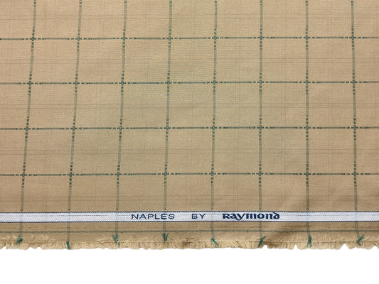 Raymond 100% Premium Cotton Shirting Fabric (Sand, Checks)