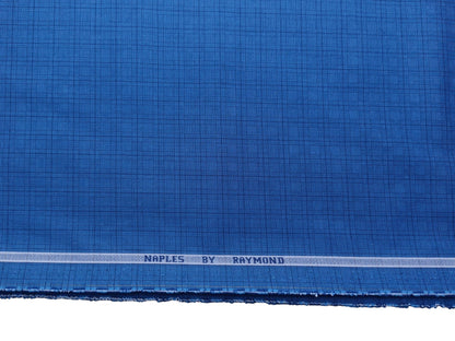 Raymond 100% Premium Cotton Shirting Fabric (Royal Blue, Checks)