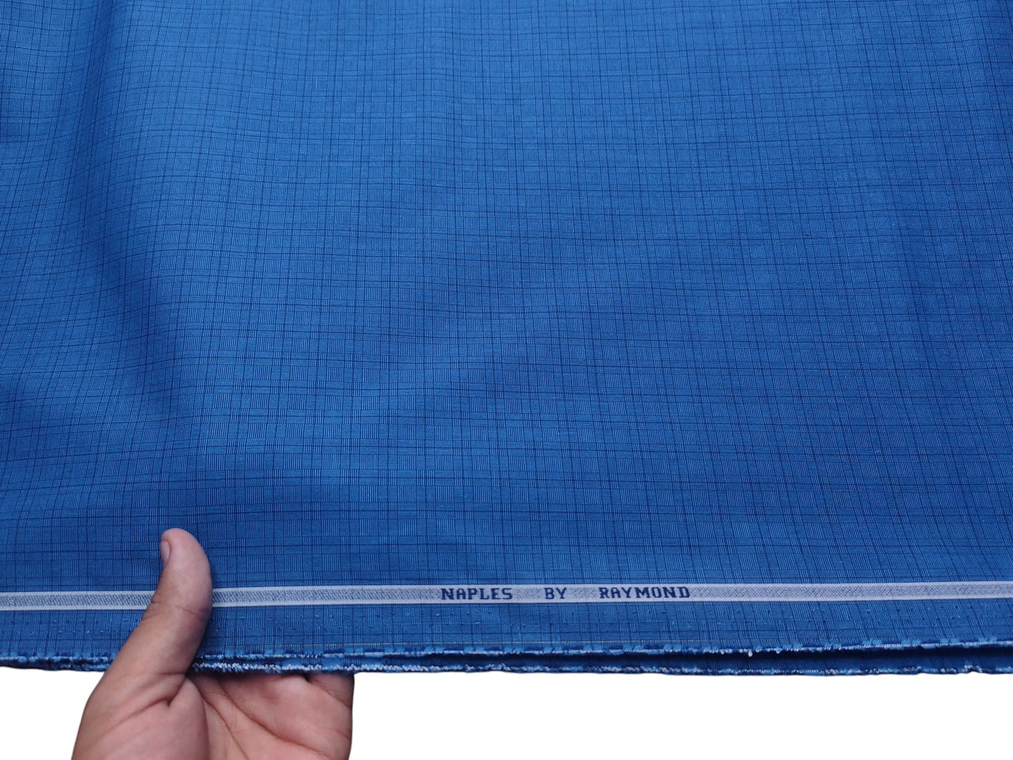 Raymond 100% Premium Cotton Shirting Fabric (Royal Blue, Checks)