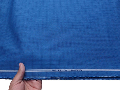 Raymond 100% Premium Cotton Shirting Fabric (Royal Blue, Checks)