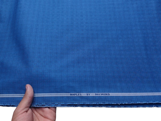Raymond 100% Premium Cotton Shirting Fabric (Royal Blue, Checks)
