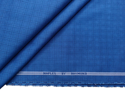 Raymond 100% Premium Cotton Shirting Fabric (Royal Blue, Checks)