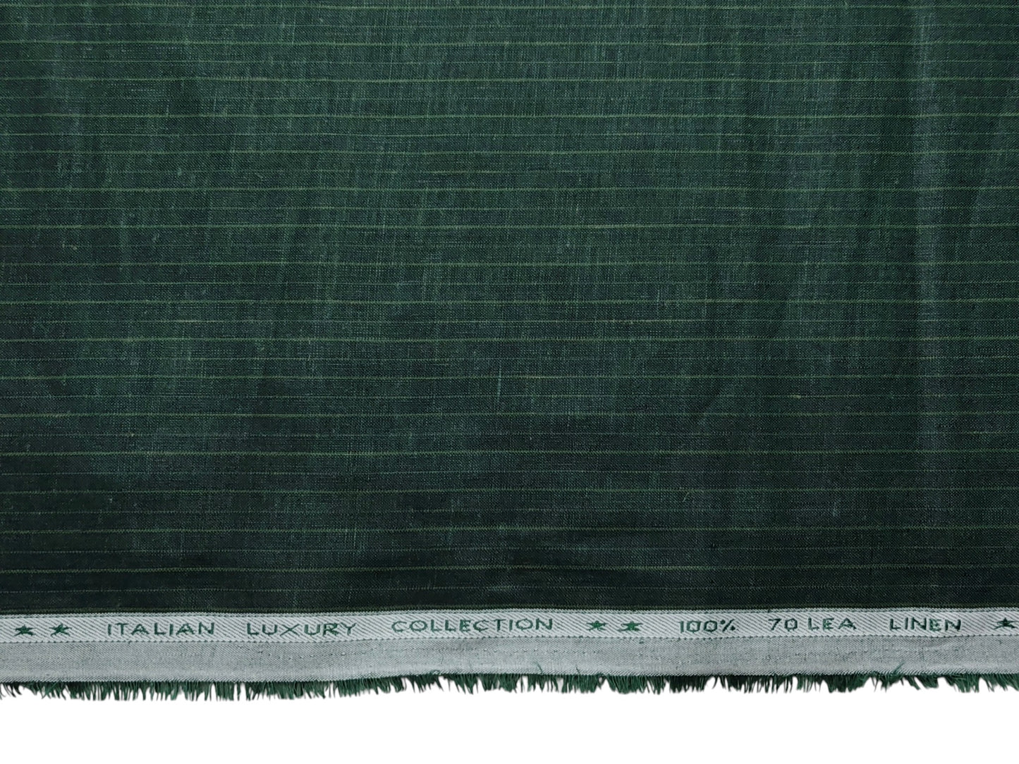 Murano Di Italia Italian Luxury Collection 100% Pure Linen 70 Lea Shirting Fabric (Bottle Green , Striped)