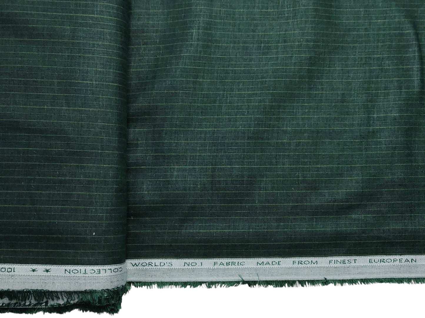 Murano Di Italia Italian Luxury Collection 100% Pure Linen 70 Lea Shirting Fabric (Bottle Green , Striped)