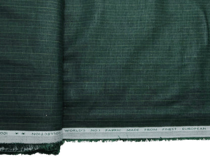 Murano Di Italia Italian Luxury Collection 100% Pure Linen 70 Lea Shirting Fabric (Bottle Green , Striped)