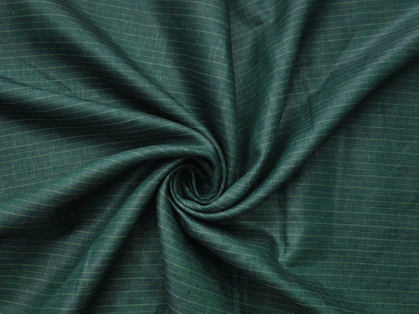 Murano Di Italia Italian Luxury Collection 100% Pure Linen 70 Lea Shirting Fabric (Bottle Green , Striped)
