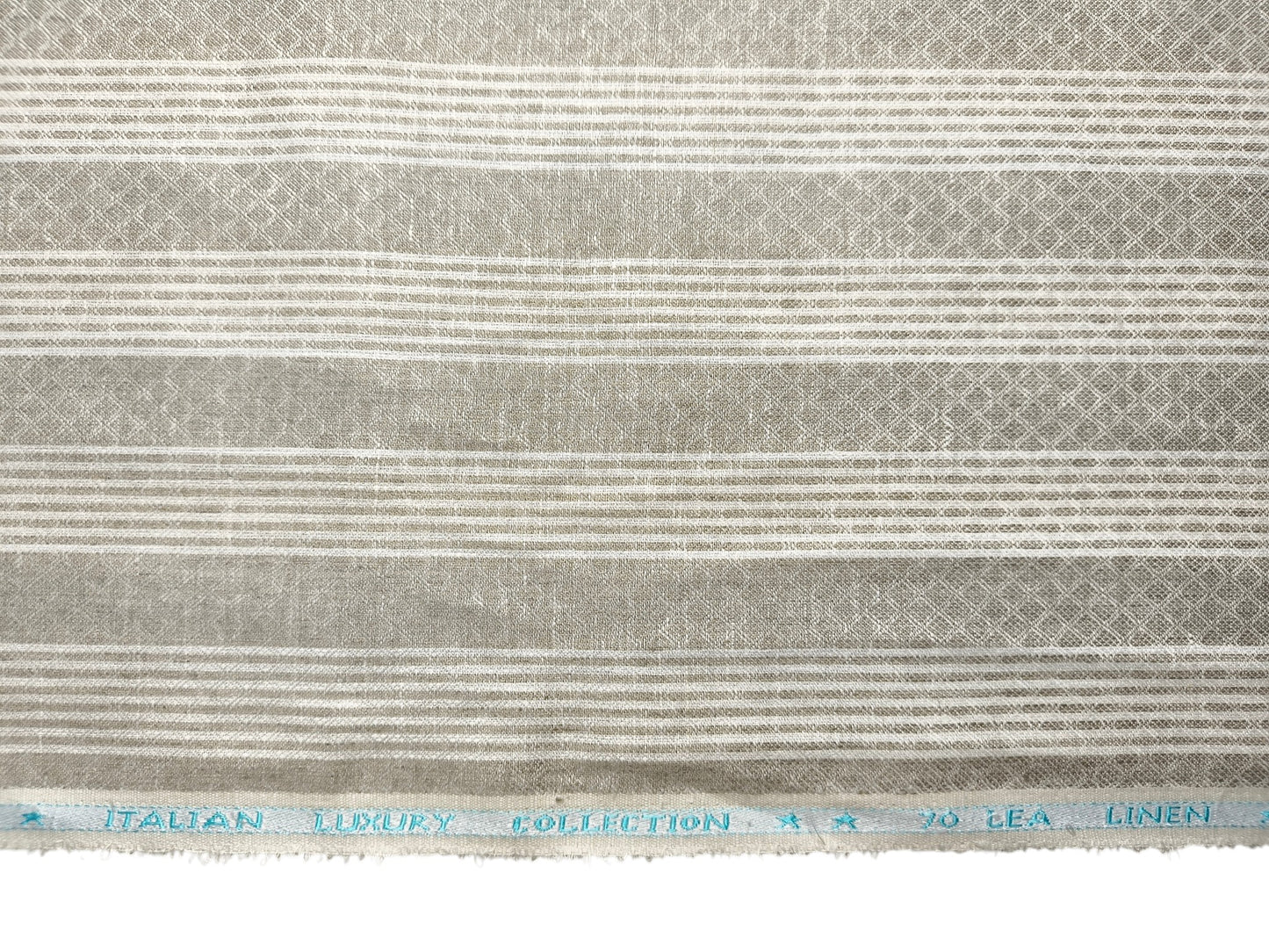 Murano Di Italia Italian Luxury Collection 100% Pure Linen 70 Lea Shirting Fabric (Beige , Patterned Stripes)