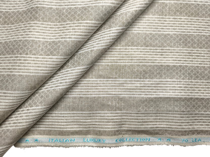 Murano Di Italia Italian Luxury Collection 100% Pure Linen 70 Lea Shirting Fabric (Beige , Patterned Stripes)