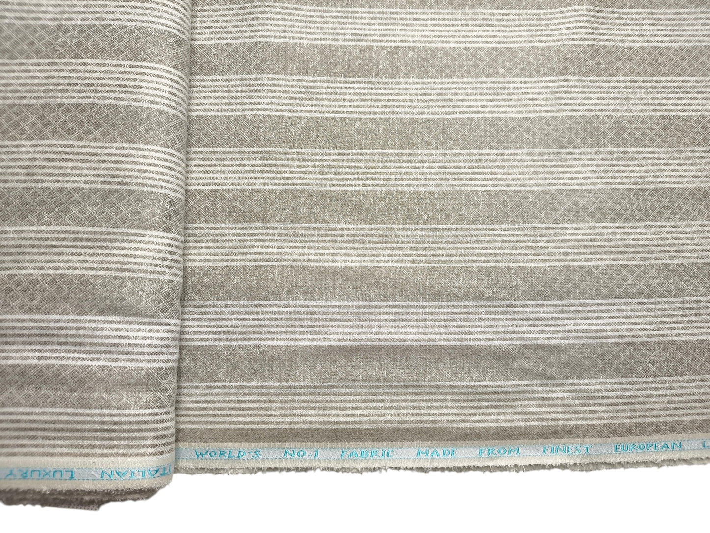 Murano Di Italia Italian Luxury Collection 100% Pure Linen 70 Lea Shirting Fabric (Beige , Patterned Stripes)