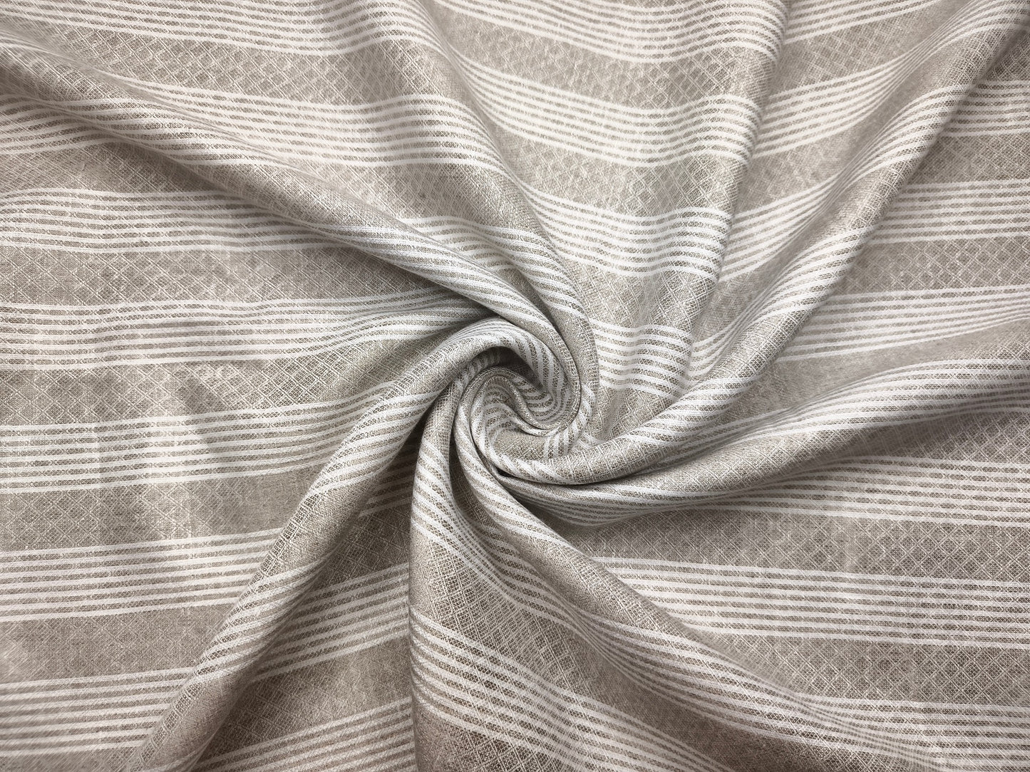 Murano Di Italia Italian Luxury Collection 100% Pure Linen 70 Lea Shirting Fabric (Beige , Patterned Stripes)