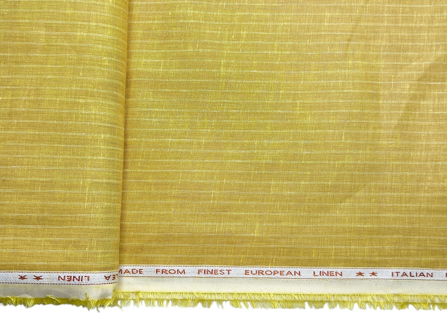 Murano Di Italia Italian Luxury Collection 100% Pure Linen 70 Lea Shirting Fabric (Yellow , Stripes)
