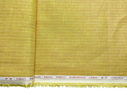 Murano Di Italia Italian Luxury Collection 100% Pure Linen 70 Lea Shirting Fabric (Yellow , Stripes)